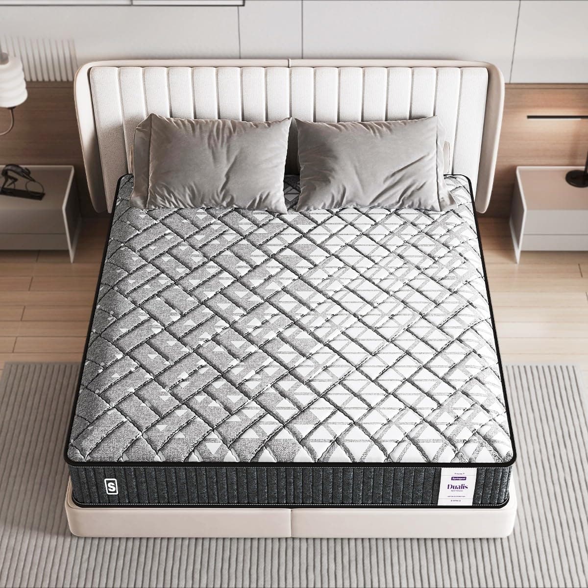 Springwel Dualis 2-in-1 Reversible 5 Inch Bed Mattress | 15 Yrs Warranty | Dual Side - Hard & Soft Support | Breathable & Anti Microbial Bamboo Charcoal Fabric Cover | King Size (72X72X5) Inches at ₹7118 (58% Off) – Amazon