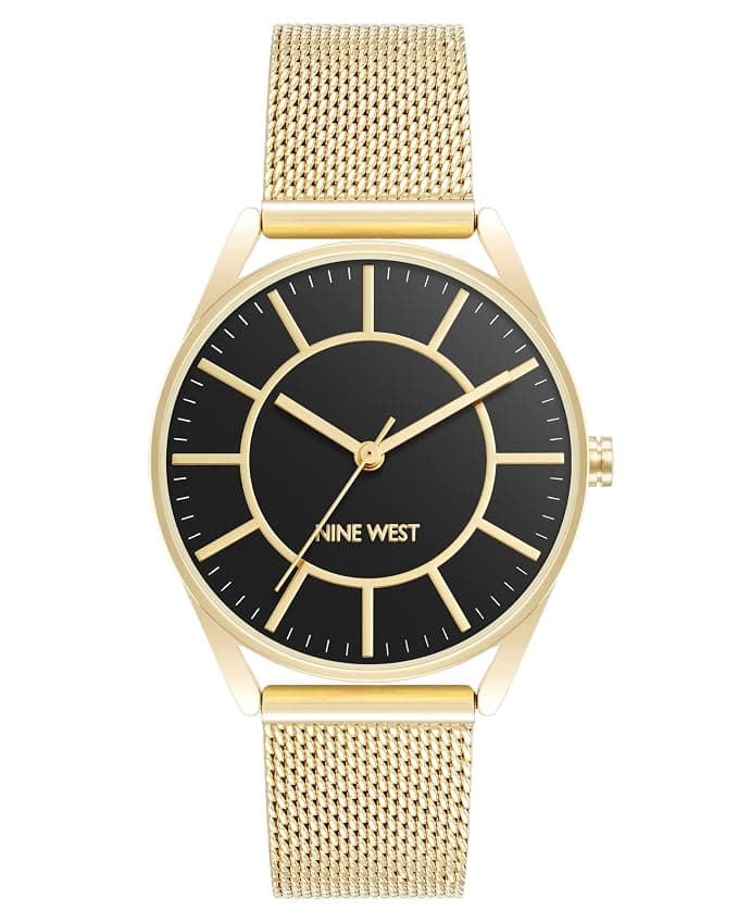 Nine West Gold-Tone Mesh Analog Watch for Women at ₹999 (79% Off) – Amazon