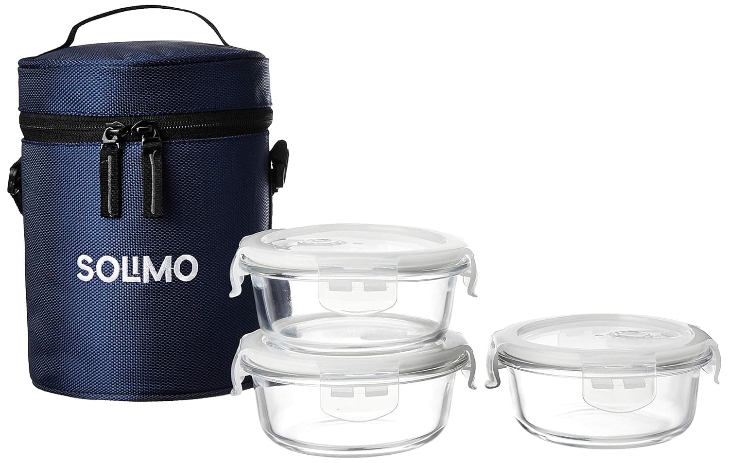 Amazon Solimo Glass Lunch Box Set with Sliding Air Vents and Bag (3 x 400ml) at ₹583 (55% Off) – Amazon