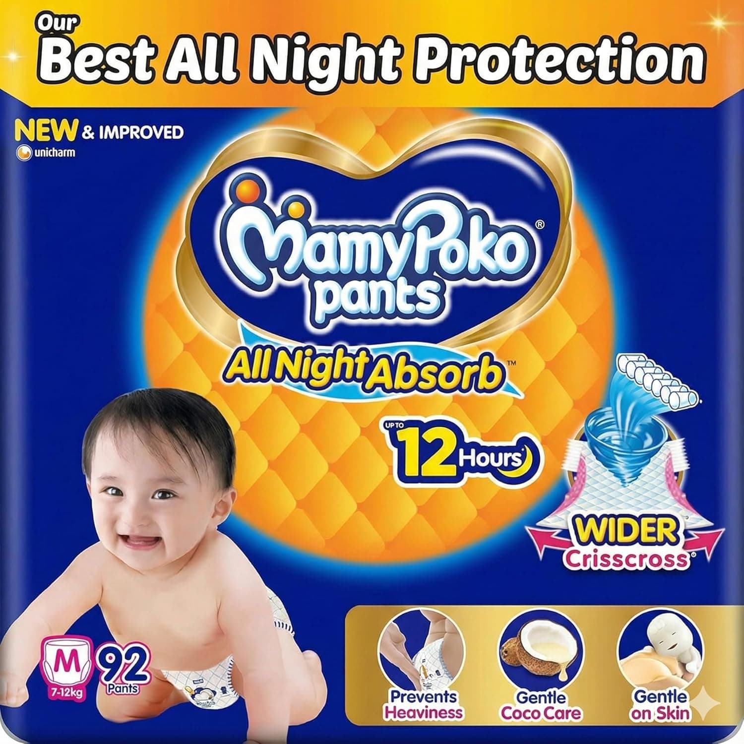 Mamypoko pants All night absorb| Pant Style Baby Diapers Medium Size(M), 92 Count, Ideal for 7-12Kgs|1 Diaper= Upto All night Absorption|Wid at ₹674 – Amazon