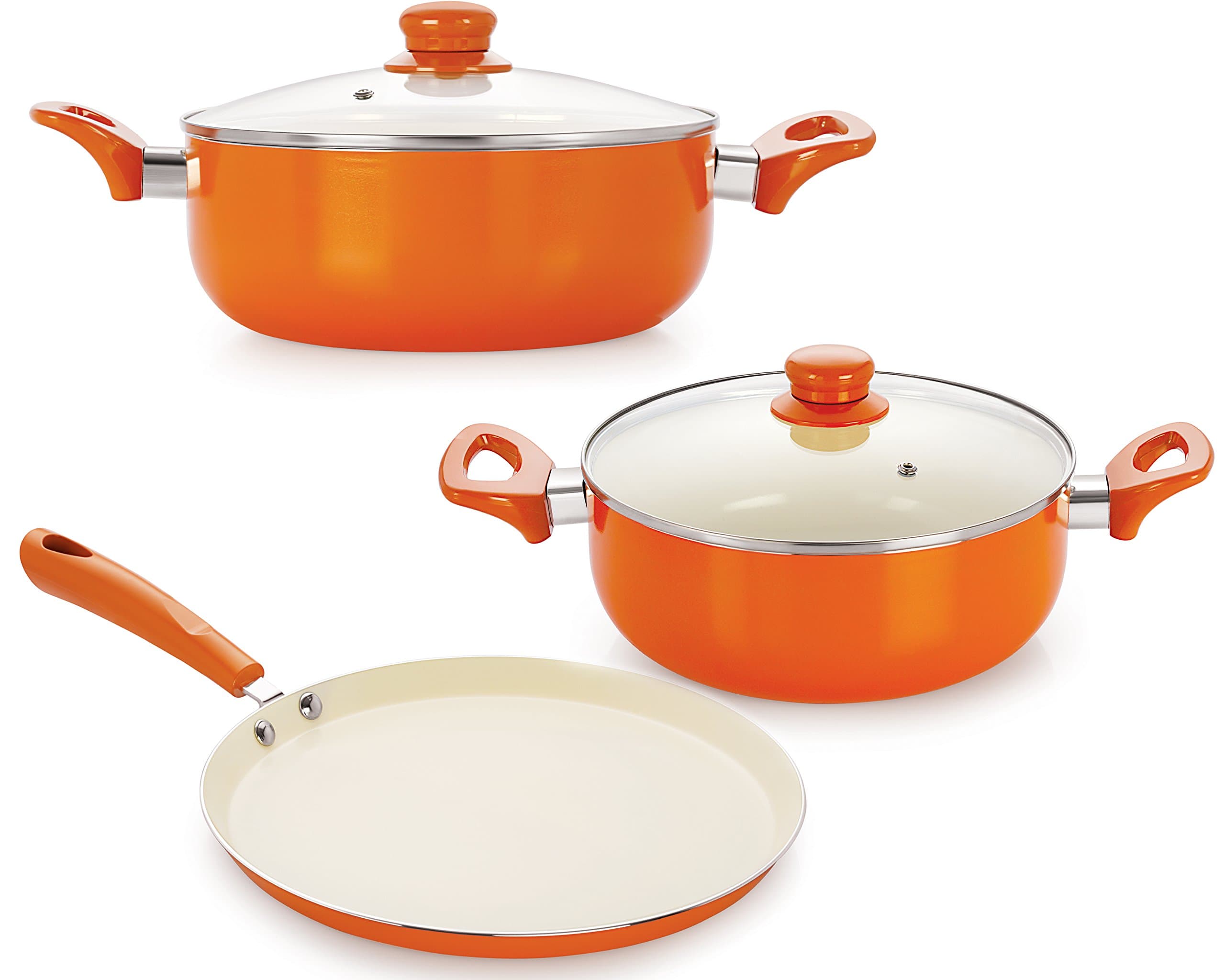 Non-Stick Ceramic Aluminium Cookware Set with Bakelite Handles