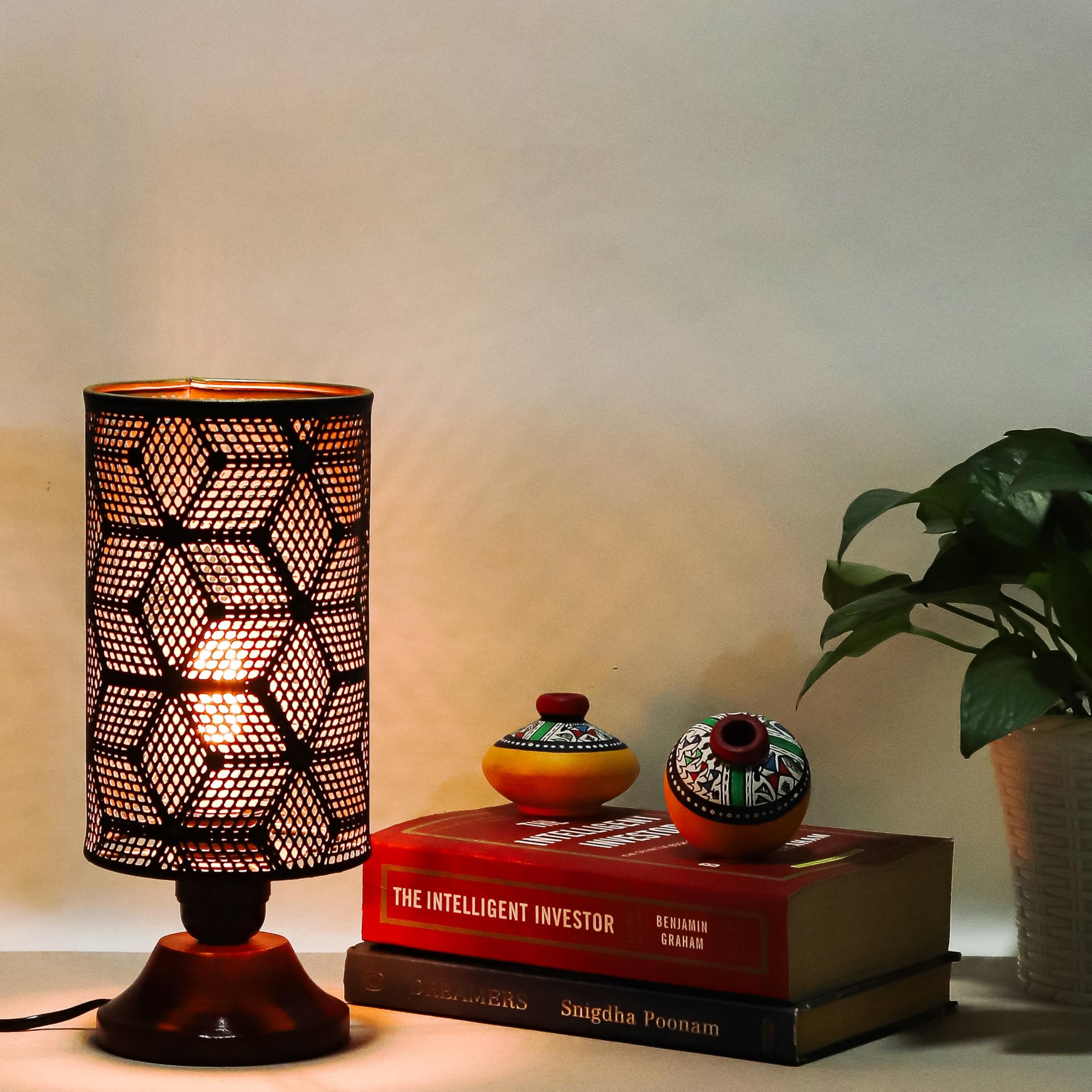 Lexton Moroccan Hand-Etched Iron Bedside Table Lamp, E27 at ₹351 – Amazon