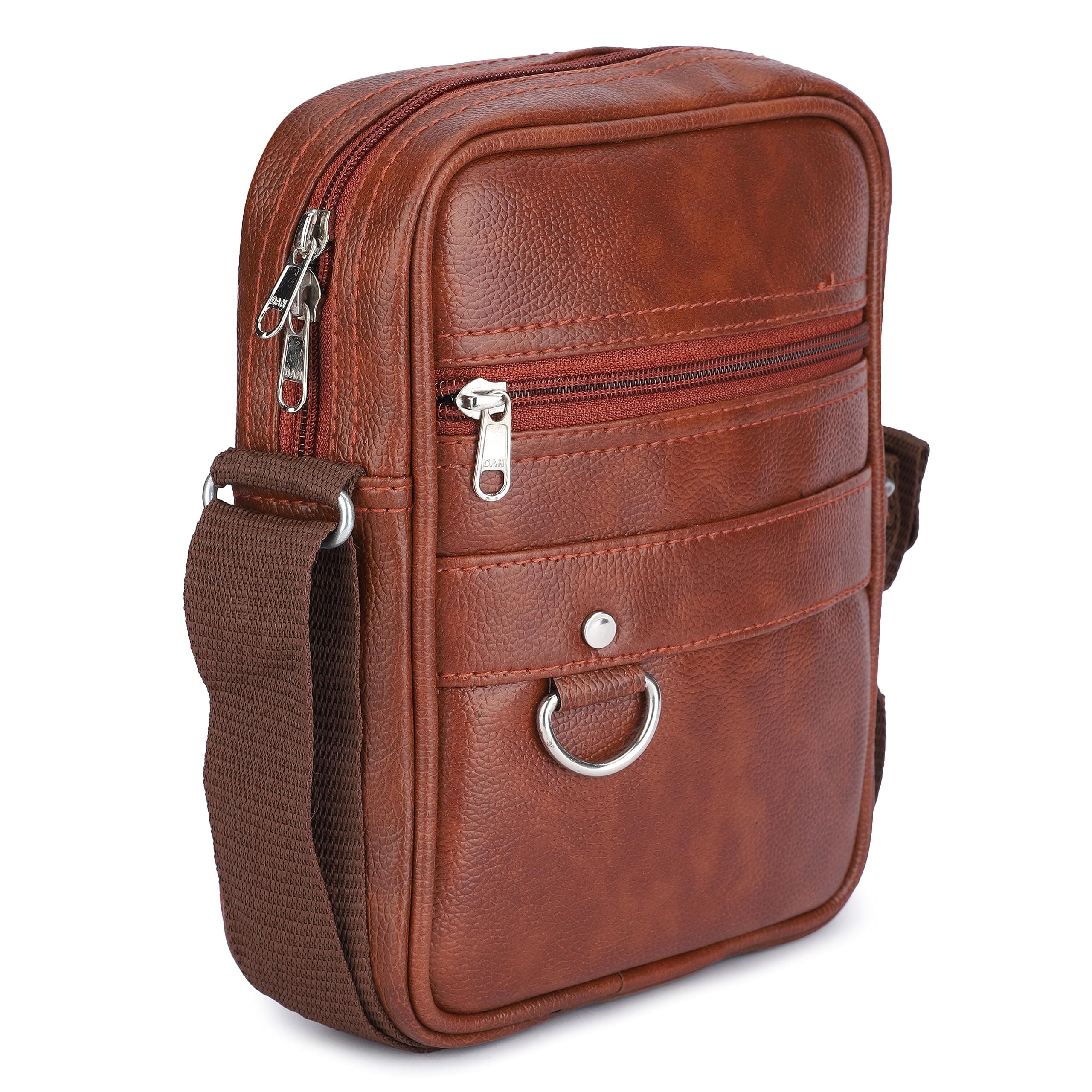 SHAMRIZ Men’s Crossbody Messenger Bag, Small PU Leather Sling at ₹279 – Amazon