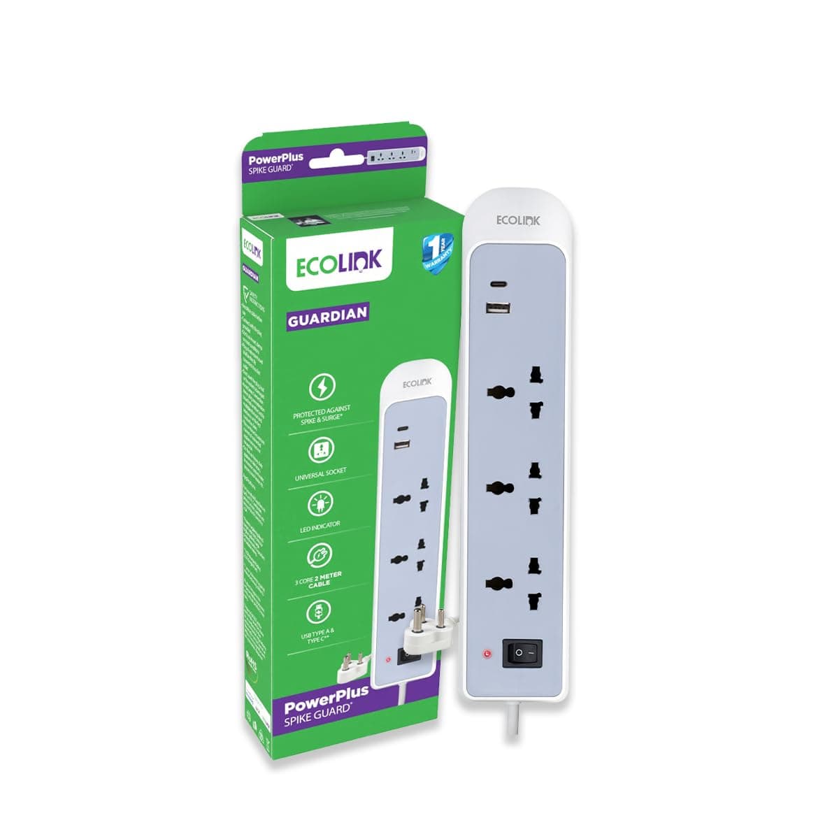 EcoLink PowerPlus 3-Socket 6A Extension | Dual USB-A & USB-C Fast Charging Ports | Compact, Portable & Safe Power Strip | Home, Office & Travel | Overload & Short Circuit Protection | pack of 1 at ₹324 – Amazon