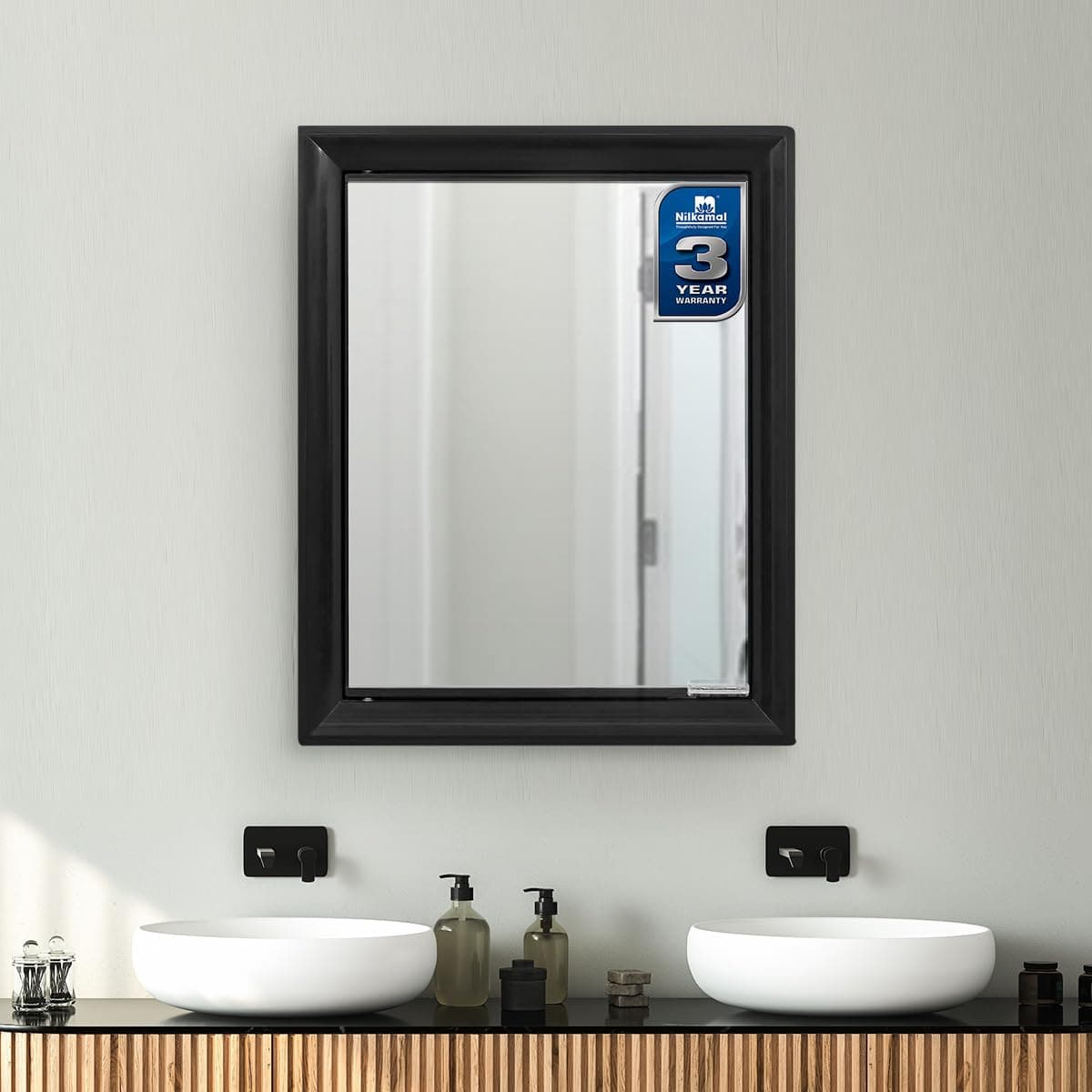 Nilkamal Gem Plastic Cabinet With Mirror, 12.5D x 44.6W x 55.3H cm (Black) at ₹1807 – Amazon