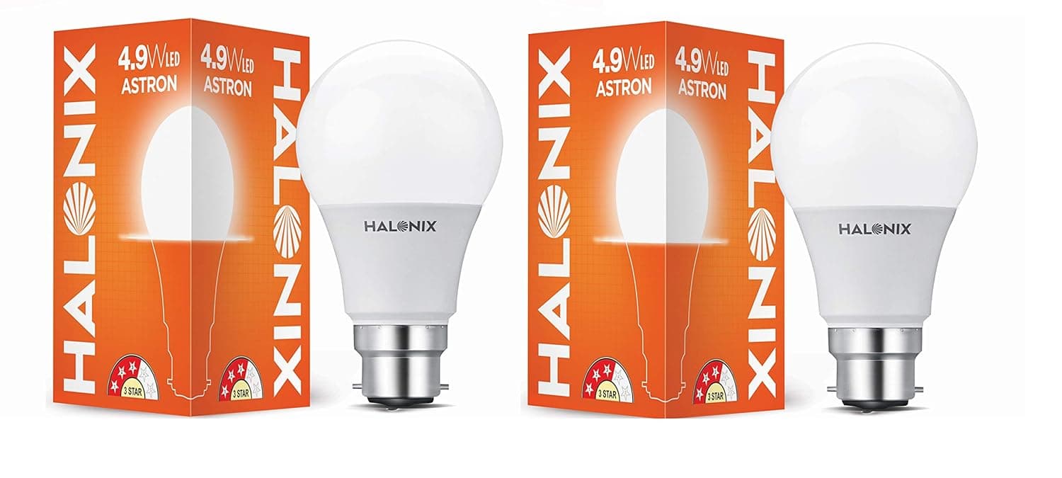 Halonix ASTRON B22 4.9-Watt LED Bulb (Cool White) - Pack of 2 at ₹78 – Amazon
