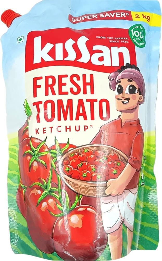 Kissan Fresh Tomato Ketchup 2 kg Pouch, Sweet & Tangy Sauce Real Tomatoes - Super Saver Offer Pack at ₹197 – Amazon