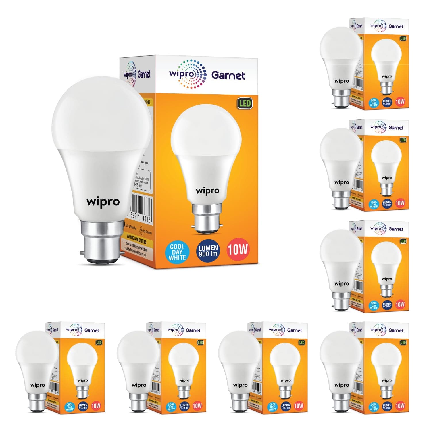 Wipro Garnet 10W B22 LED Bulb, Coolwhite (Pack of 8) at ₹478 – Amazon