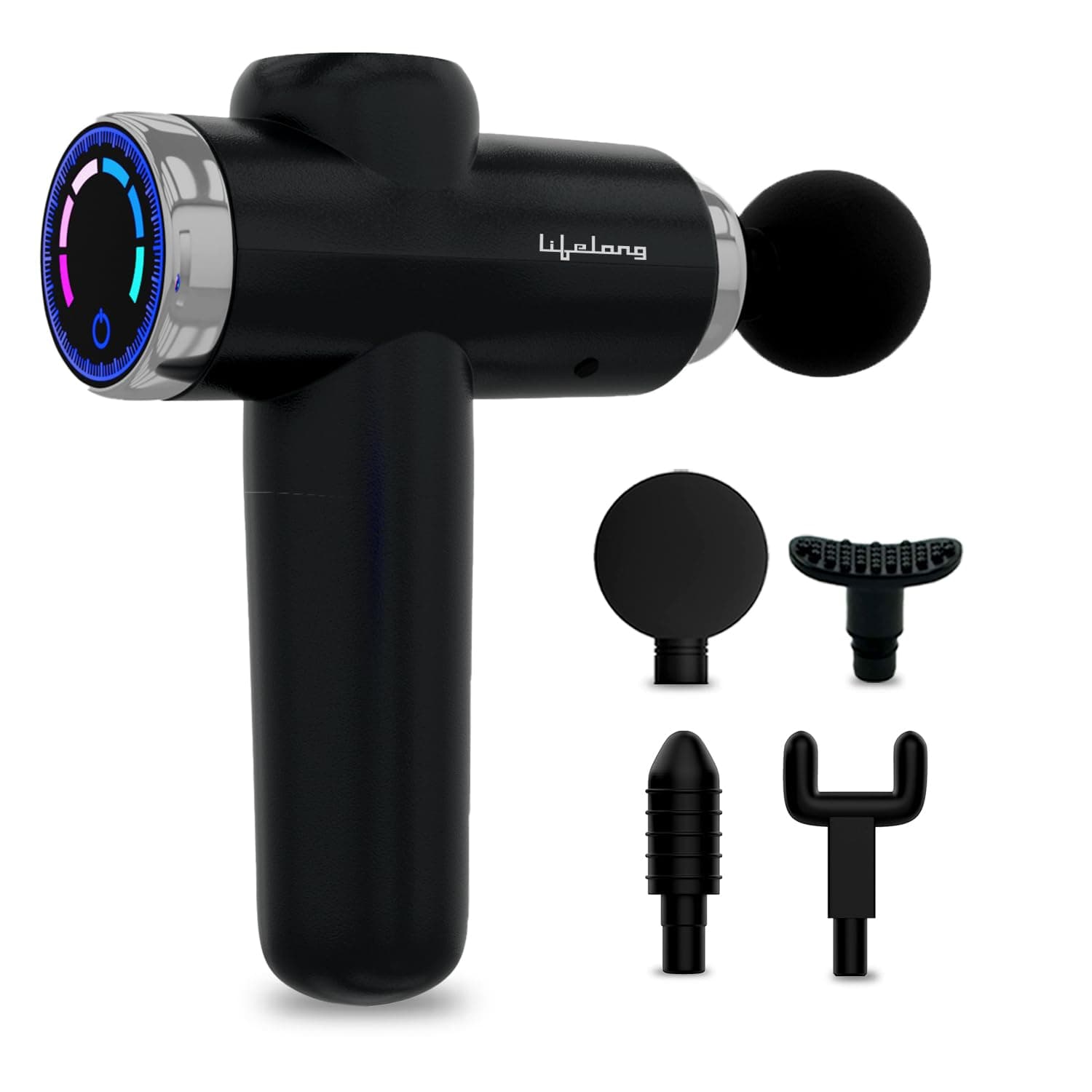 Lifelong Gun Massager for Pain Relief with 4 Heads & LCD Touch Display - Battery Powered - Deep Tissue with 6 Speed Settings for Percussion at ₹999 – Amazon