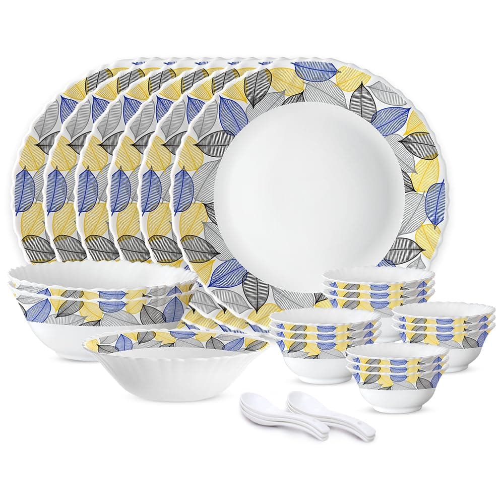 Larah by Borosil 27pc Opalware Dinner Set | for Family of 6 at ₹1296 – Amazon