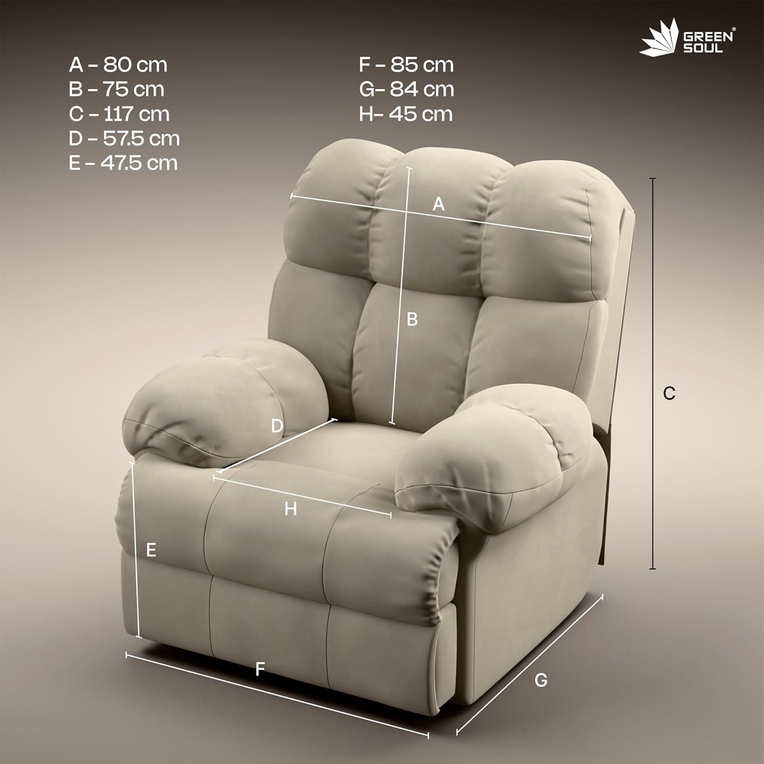 Green Soul Shangri-La| Single Seater Electric Recliner Sofa with Oversized Backrest, Premium Comfort and Soft Suede Fabric | Motorized Recli at ₹25490 – Amazon