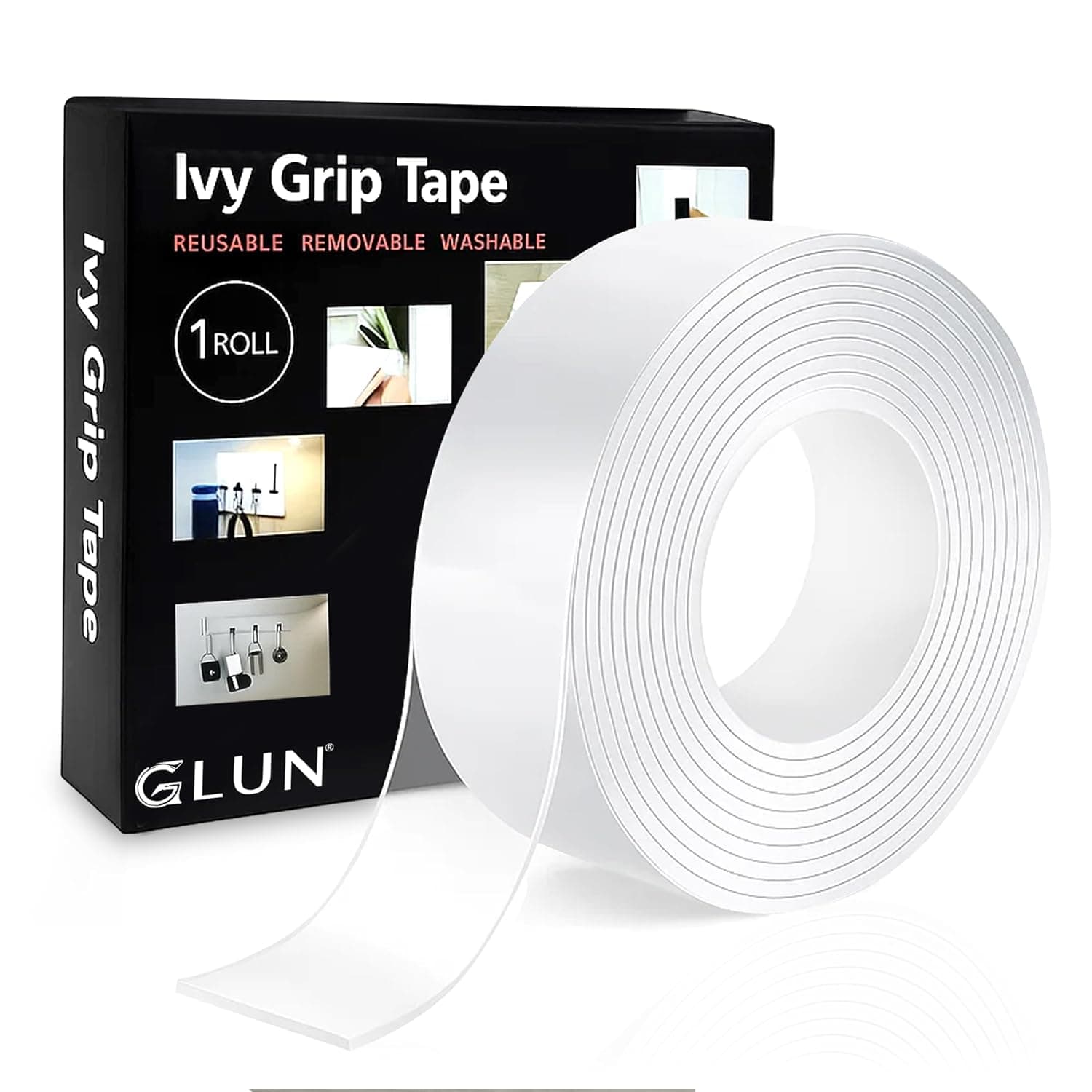 GLUN Double Sided Tape Heavy Duty Multipurpose Nano Adhesive Grip Tape | Removable, Washable, Traceless, Reusable Sticky Strips for Wall Mou at ₹114 – Amazon