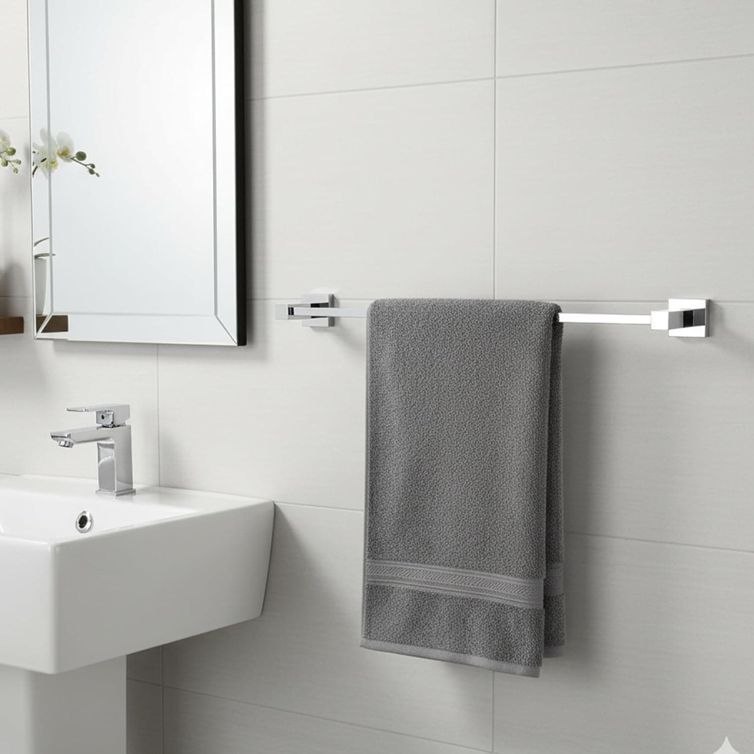 iBELL 60 cm (24-Inch) Towel Rod | Towel Rack for Bathroom | Towel Bar | Towel Hanger | Towel Stand | Bathroom Accessories - Square Design (C at ₹232 – Amazon