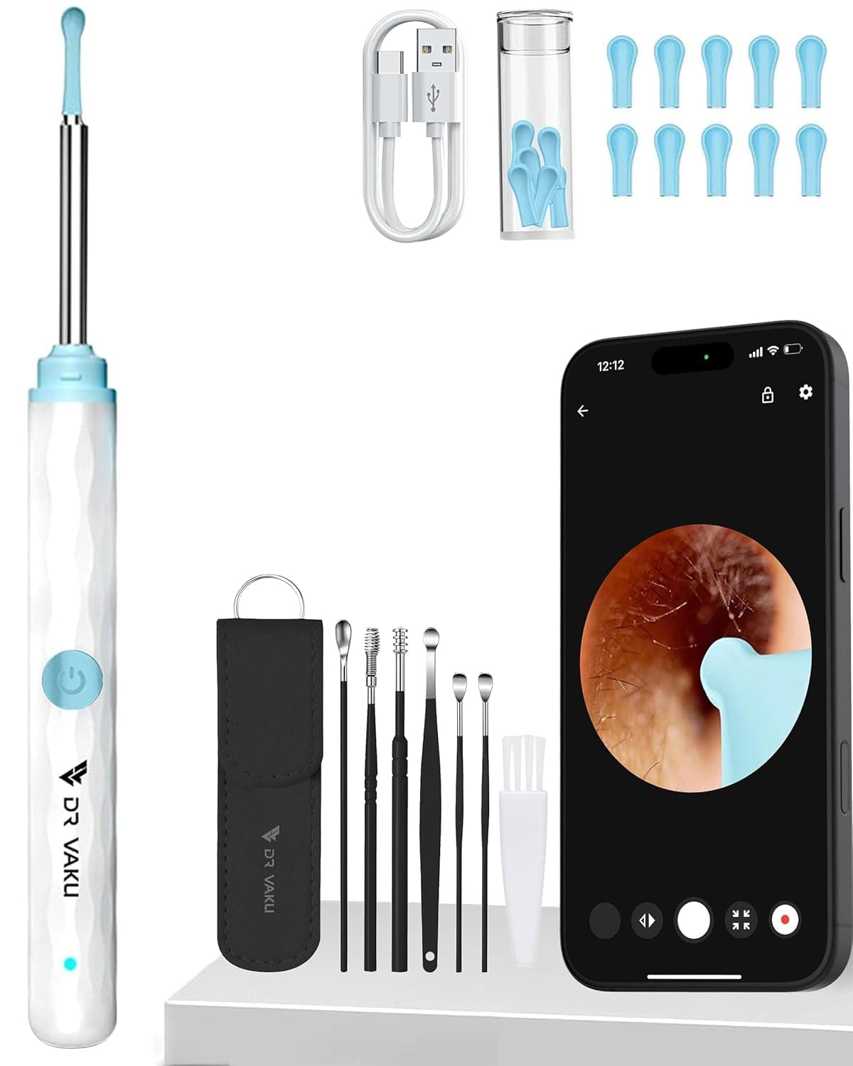 Dr Vaku® Earocam Ear Cleaner Earwax Removal Tool with Extra Cleaning Kit (Set of 8) HD Camera Wifi Connection & 6 LED Lights Endoscope Tool at ₹947 – Amazon
