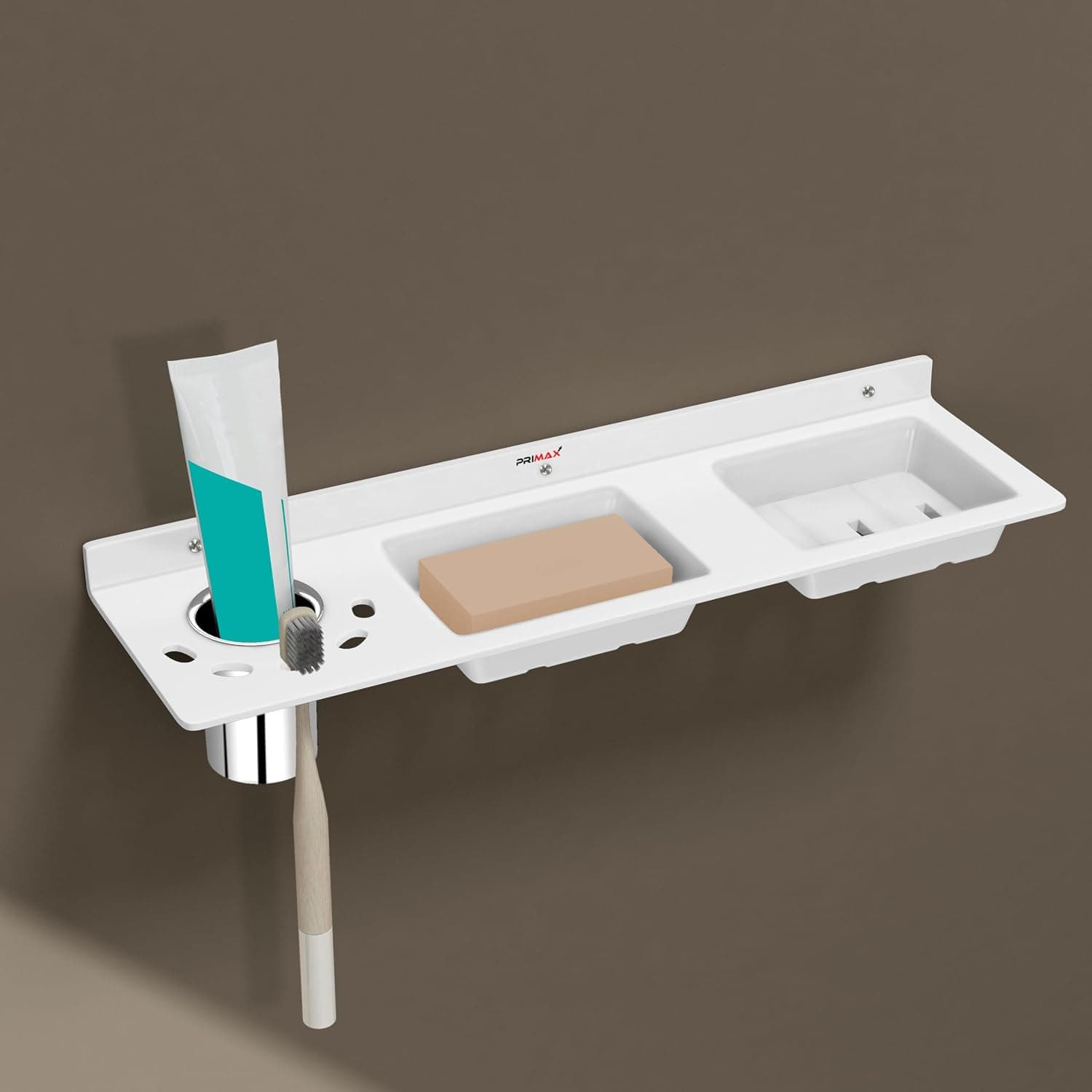 Plantex (Primax) Acrylic Double Soap Dish/Stand with Tumbler Holder for Bathroom/Soap Stand/Tumbler Holder/Bathroom Accessories - White at ₹341 – Amazon