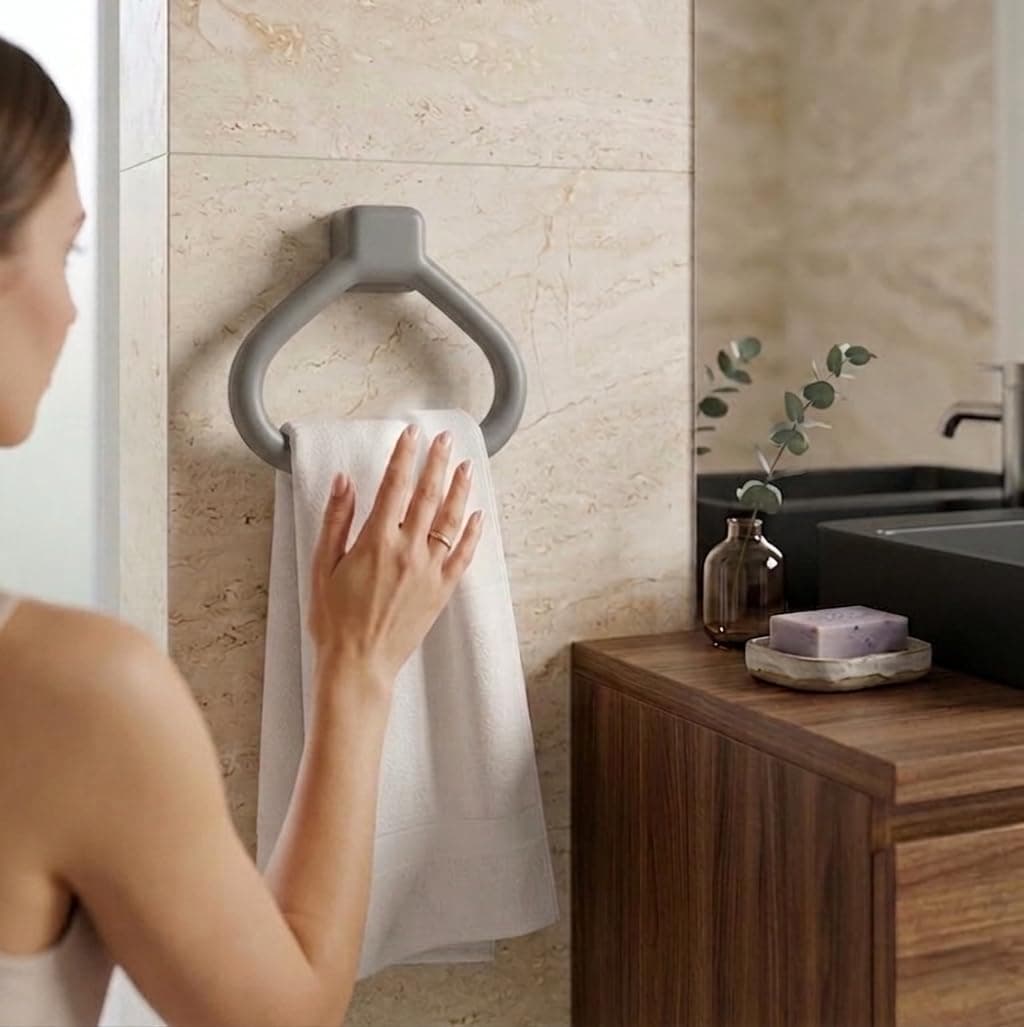 CIPLA PLAST Modern Wall Mounted Towel Ring Holder | Self-Adhesive Towel Ring for Bathroom | Premium Plastic Bathroom Hand Towel Hanger, Dura at ₹129 – Amazon